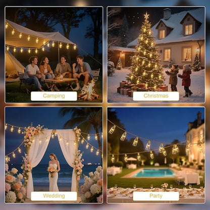 SoulBay LED String Lights with Remote, 19.7 FT Outdoor Waterproof USB Rechargeable Rope Lights, Timer Function for Patio, Camping, Indoor Yard, Christmas Decor