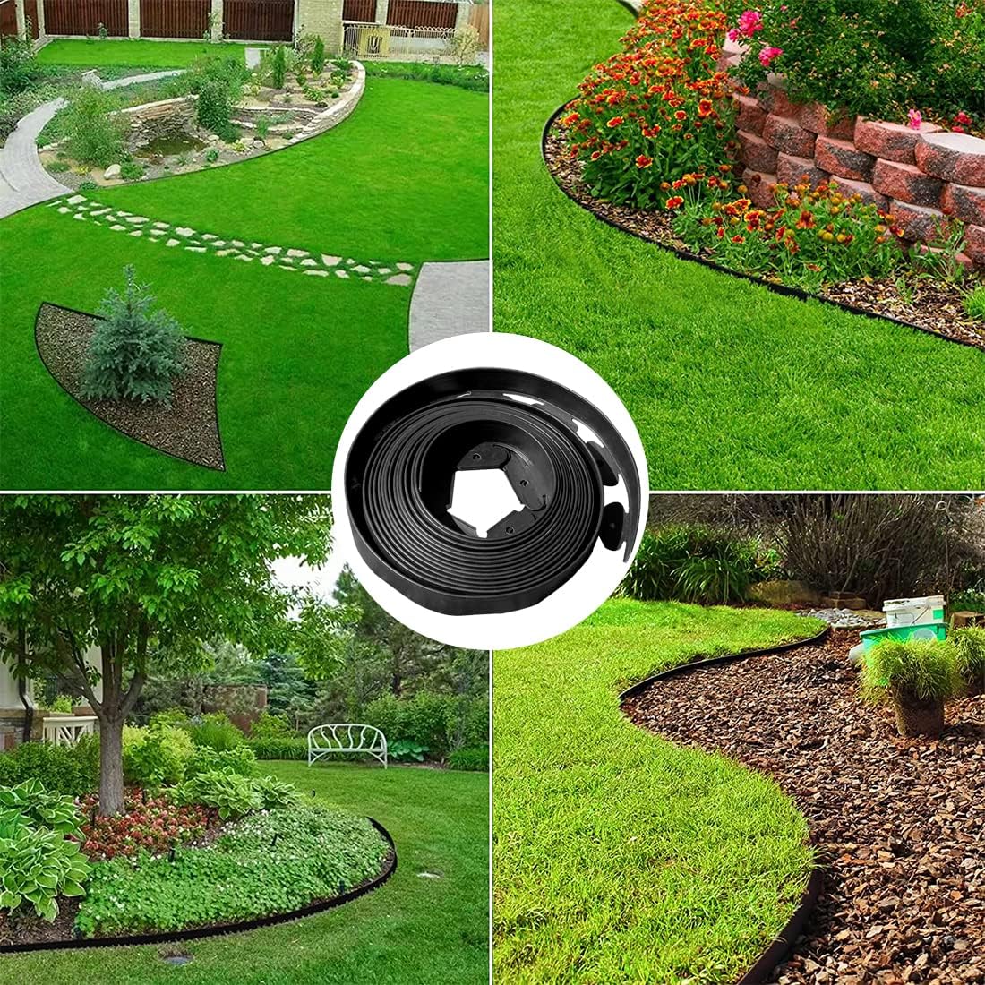 Landscape Edging 82FT,Garden Edging Borders Black [Extra Tall 4IN High] with 125pcs Plastic Stakes, Lawn Edging Flexible DIY Fence for Landscaping,Flower Bed,Grass,Gravel,Tree Surrounding