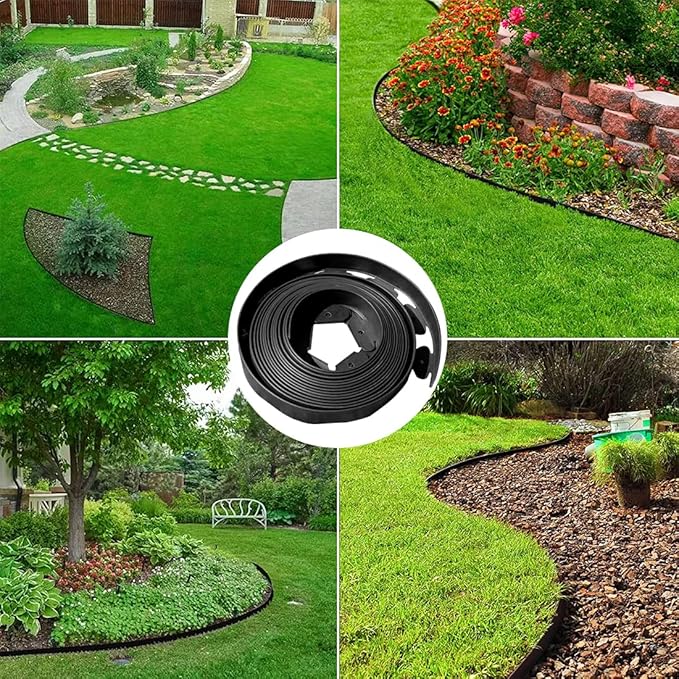 Garden Edging Borders 66FT,Landscape Edging Black[Extra Tall 4IN High] with 60pcs Stakes,Lawn Edging Flexible Garden Border Mini Plastic Fence for Flower Bed Landscaping