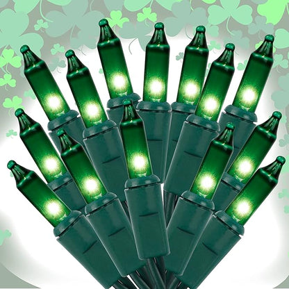 Christmas String Lights, 150 Count 33 FT Incandescent Mini Green Wire Fairy Light, 120V UL Certified Connectable St Patricks Day Tree Lights for Patio, Holiday, Party, Outdoor Indoor Decoration, Green