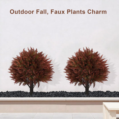 24" Artificial Cedar Topiary Ball Bushes, Set of 2 UV Resistant Fake Trees Outdoor Shrubs with Stake, Weatherproof Faux Plants for Planter, Front Porch, Garden, Yard, Patio Fall Decor