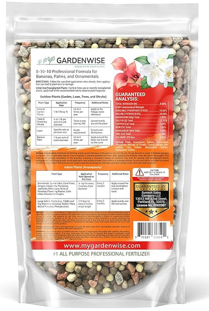 Elite 8-10-10 Professional Fertilizer for Banana, Flowering, and Fruit Trees, Ornamentals - Boosts Flowering & Fruiting - for Indoor & Outdoor Plants (5 QUARTS)