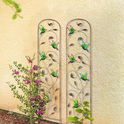 SUNNYPARK Set of 2 Hummingbird Metal Garden Trellis for Climbing Plants, Decorative Vegetables Flowers Vine Trellis for Outdoor Patio 60'' H x 11'' W