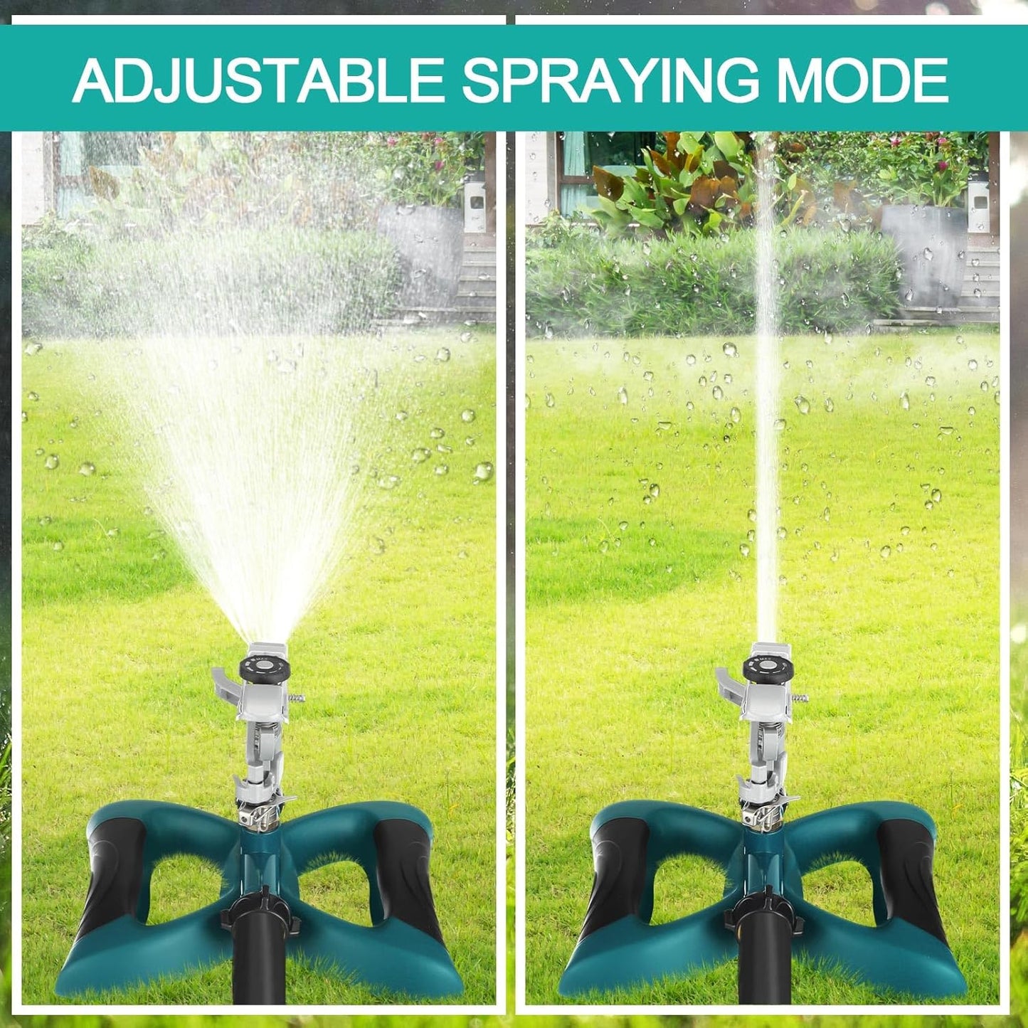 1 Packs Lawn Impact Sprinkler Heavy Duty Rotating Adjustable Pulsating Water Sprinkler Head with Metal Base, Adjustable Spraying Area and Distance for Large Area Garden Lawn Yard Irrigation
