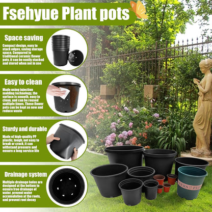 20 Gallon Nursery Pots Plastic Container Injection Molded Pot for Plants Flexible with Drainage Holes Suitable for Plants Soil Growers or Hydroponics Black 10 Pcs