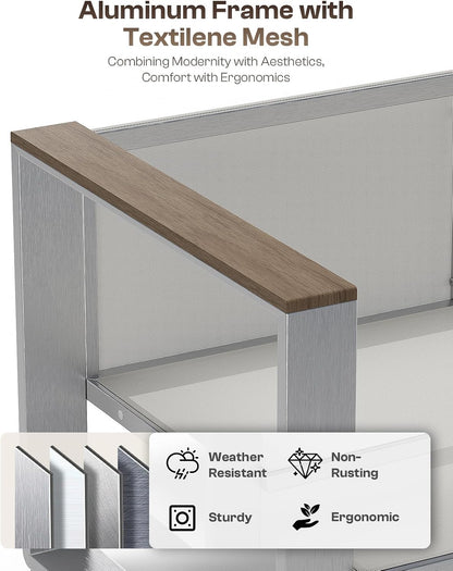 Aluminum Outdoor Patio Furniture, 1 Piece Loveseat, All-Weather Metal Modern Outside Sofa for Deck, Porch (LightGray)