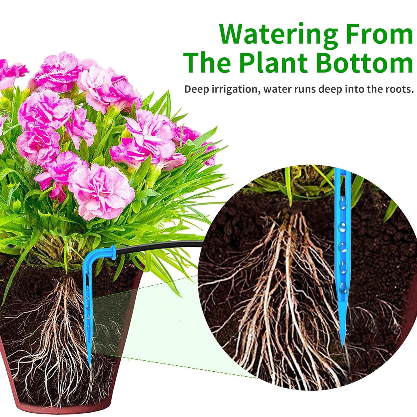 Solar Drip Irrigation Kit Accessories, 49 FT Tubing, Drip Irrigation Extra Accessories Kit,15 tee Fittings and 15 drippers for Balcony Patio & Garden