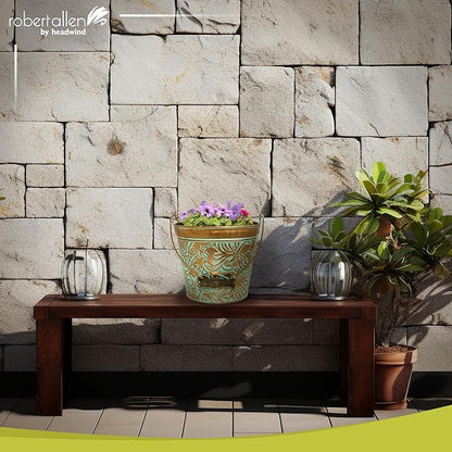 Headwind Vintage Collection - Floral Vintage Copper Planter with Handles – 8 Inch Medium Flower Pots Decorative Plant Indoor – Plant Pots Indoor with Drainage by Robert Allen