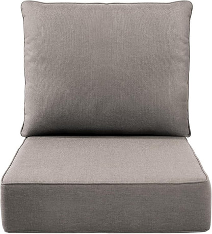 Luxury 6" Outdoor Cushions for Patio Furniture, 24x24x6 Thick Seat Cushion Set, Fade Resistant Couch Chair Replacement Cushions High Density Deep Wicker Chair Cushion with Removable Cover Gray