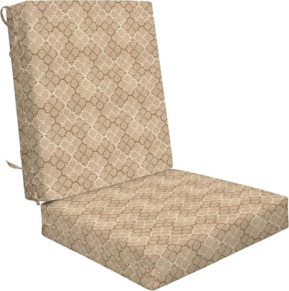 Honeycomb Outdoor Highback, 21 x 42, Courtyard Geo Almond Chair Cushion for Patio Furniture