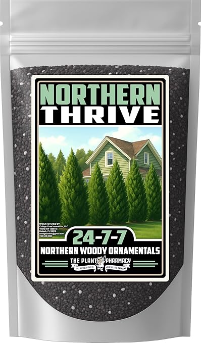 Fertilizer Commercial Grade | Northern Thrive 24-7-7 | 3 Pounds | Granular Controlled Release Feed | High Nitrogen Formula for Woody Ornamentals | Shrubs Trees Foliage Growth Beds Borders Landscapes