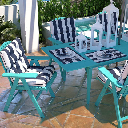 LVTXIII 2 Pack Outdoor High Back Cushions Patio Tufted Seat and Back Chair Cushions with Ties, Replacement Chair Pad for Outdoor Furniture Decoration (44” L x 22 W”, Set of 2, Cabana Navy)