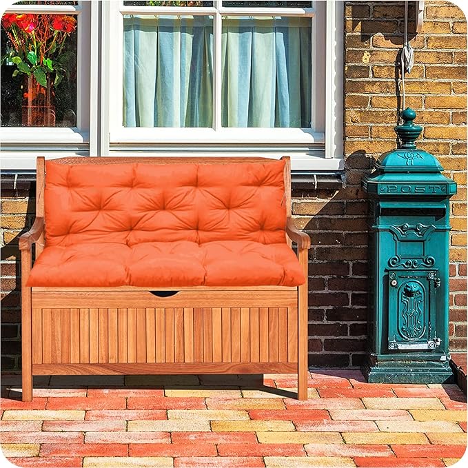 Swing Replacement Cushions with Backrest, 2 or 3 Seater Waterproof Non-Slip Overstuffed Swing Pad, Indoor/Outdoor Bench Cushion for Porch Chair Swing Garden Furniture(Orange 40 * 40 in)