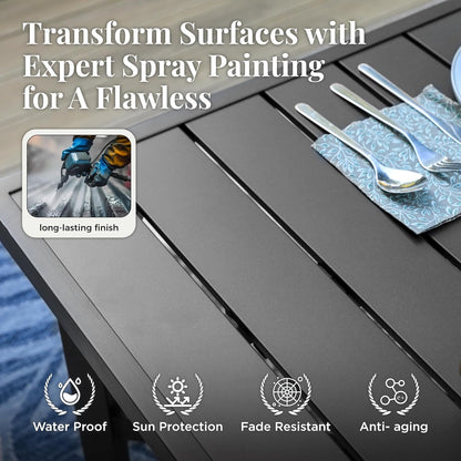 Outdoor Patio Dining Table for 8, 83" x 39" Rectangular Metal Patio Dining Table with 1.7" Umbrella Hole for Garden, Backyard and Porch