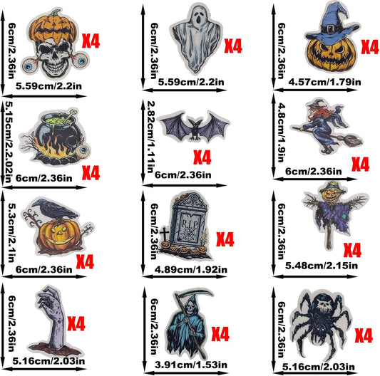 48pcs Edible Halloween Themed Pumpkin for Cake Decorating Spider Cupcake Toppers Bat Wedding Themed Party Birthday Cake Decoration(Tasteless)