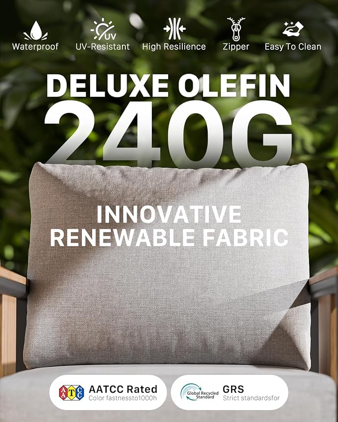 ZANDOR Aluminum Outdoor Patio Furniture Set – 3-Seat Sofa with Washable Thick Cushions,All-Weather Modern Metal Furniture for Garden,Backyard,Porch,Grey