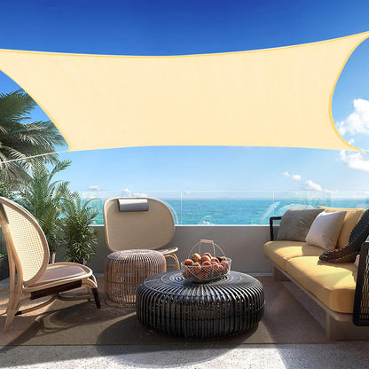 9' x 19' Beige Rectangle Sun Shade Sail SSP1212 Canopy Durable Fabric UV Block Awning,We Make Custom Orders