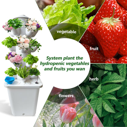20 Plants Hydroponic Tower, Hydroponics Growing System Tower, Hydroponics Tower with Timer Automatic Watering, Vertical Hydroponic Tower, Planter Germination Kit for Herbs Vegetables Fruits