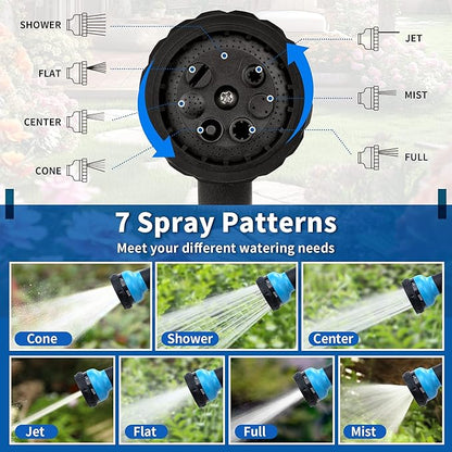 NEXCOVER Garden Hose Nozzle Sprayer - 7 Adjustable Watering Patterns Nozzle for Water Hose, Non-Slip Garden Spray Nozzle for Car Washing, Watering Plants, Pets Showering, Lawns Cleaning, Blue