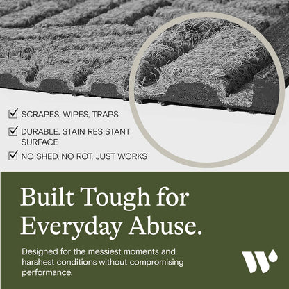 WaterHog Indoor/Outdoor Door Mat, 3' x 5' Made in USA, Durable & Skid-Resistant Front Door Rug, Decorative, Water-Trapping & Heavy-Duty Entryway Floor Mat For Your Home, Boxwood Collection Medium Grey