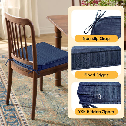 Outdoor Round Corner Seat Cushion, 17"x16"x2", Set of 4, Non Slip Seat Cushion Pads with Removable Cover for Patio Furniture, Garden Yard Lawn, Navy