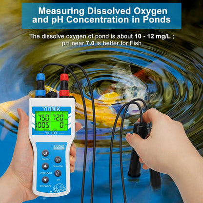 Handheld Dissolved Oxygen Meter, Smart DO Meter with Salinity and Altitude Compensation, Portable 6 in 1 pH DO SALT EC TDS Tester for Koi pond Aquaculture Environment Monitor Scientific Brewing