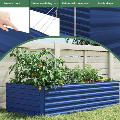 FOOWIN 4pcs 6x3x2ft Galvanized Raised Garden Bed, Planter Raised Garden Boxes Outdoor, Large Metal Raised Beds for Gardening, Garden Bed for Vegetables, Flowers, Herb,269 Gallon Capacity, Royal Blue