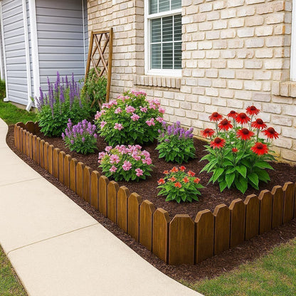 Wood Garden Edging, Wooden Fence Border Decorative Small Picket Panels for Flower Bed Barriers and Landscape Fencing (5.9" H x 47" L, 10 Pack)