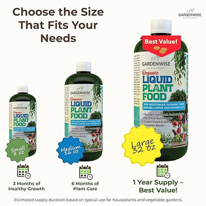 Organic Liquid Plant Food for Indoor Houseplants – All Purpose Fertilizer for Potted Plants, Vegetables, Succulents, Orchids, Roses – Miracle Growth with Mycorrhizae (16 oz)