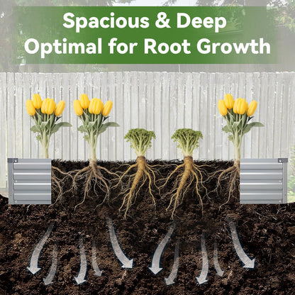 6x3x1ft Rectangle Galvanized Raised Garden Beds kit，Large-Capacity Metal Planter Garden Box Outdoor,Metal Garden Bed for Vegetables，Flower，Fruits，Steel Raised Beds for Backyard Gardening