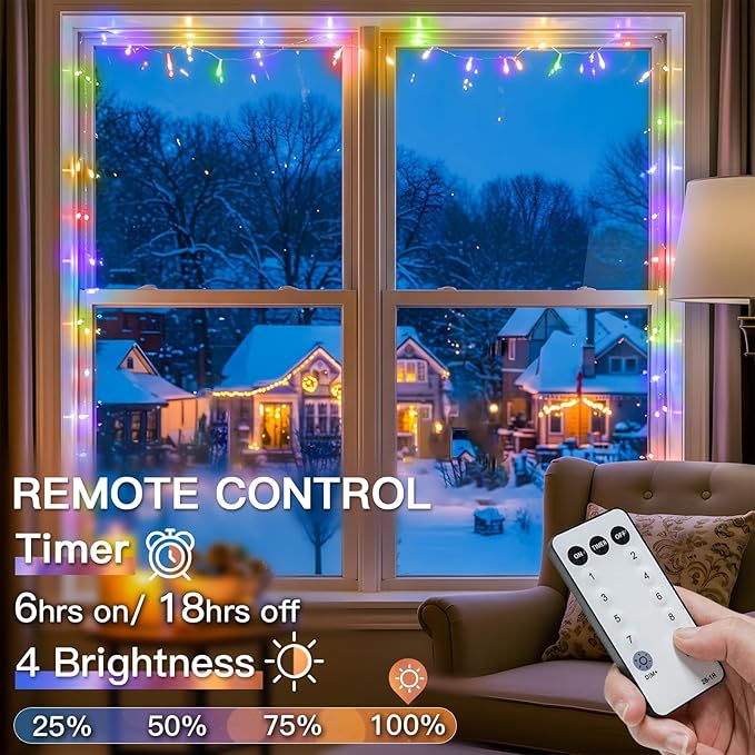 suddus Connectable Christmas Lights with Remote, Multicolor String Lights with Timer, 66ft 200 Led Fairy Lights Plug in for Xmas Tree, Bedroom, Yard, Garden, Party, Indoor, Outdoor Decorations