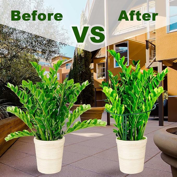 HiGift 16 Pack 24 Inch Plant Support Stakes, 10" Wide x 24" High Half Round Metal Garden Plant Stake Peony Support Cage, Green Plant Support Ring Border for Tomato,Hydrangea,Flower Indoor Outdoor