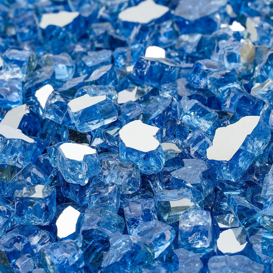 Mr. Fireglass 10 Pounds Fire Glass - 1/4 Inch High Luster Reflective Tempered Glass Rocks for Fireplace Fire Pit Table and Landscaping, Pacific Blue