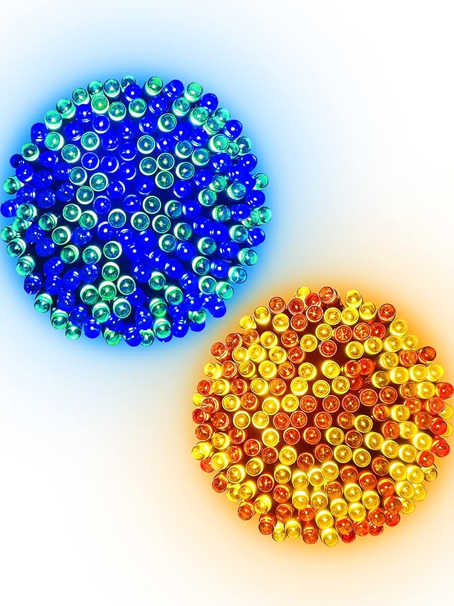 2 Pack Solar Christmas Lights Outdoor, 72FT 200 LED Solar String Lights with 8 Lighting Modes, IP65 Waterproof Solar Lights Outdoor for Xmas Garden Party Tree Decor