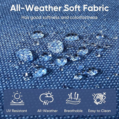 Patio Chair Cushions 6 Packs - Outside High Back Water-Resistant Cushion 22x24 with Zipper Cover for Outdoor Glider Rocking Chairs Loveseat 3-Seater Couch Sofa – Blue/Buckle