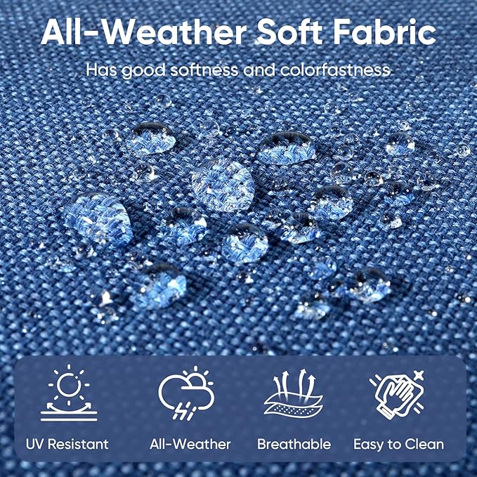 Outdoor Chair Cushions for Patio Furniture - 1 Pack Outside High Back Thick Water-Resistant Cushion 22x24 with Zipper Cover for Wicker Glider Rocking Chairs Loveseat Couch – Blue/Buckle