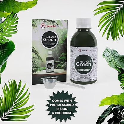 Miracle Green Fast-Acting Liquid Fertilizer- Special Formula with Tree Sap & Yucca Plant Extract - All-Purpose Fertilizer for Houseplants, Flowers, Fruits, Vegetables & Trees (8 oz Plant Food)