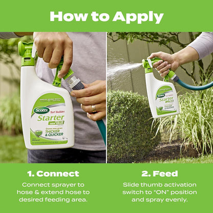 Scotts Turf Builder Starter Food for New Grass Ready-Spray, Use on Newly Seeded Lawns or After Installing Sod, For All Grass Types, 600 sq. ft., 32 oz.