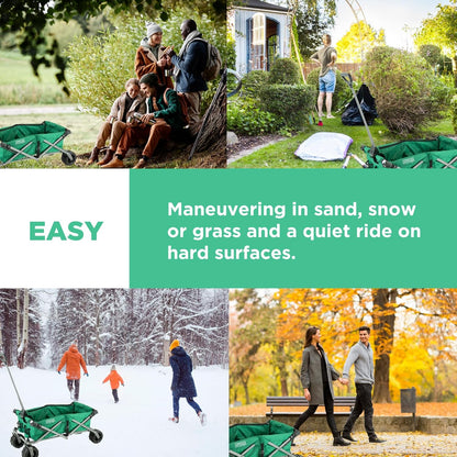 Creative Outdoor All-Terrain Deluxe Wagon | 360 Swivel All Terrain Wheels | Great for Beach, Park, Garden & Tailgate | Multiple Color Options