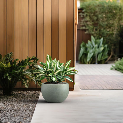 Kante 19.9" Dia Round Concrete Planter, Outdoor/Indoor Large Bowl Plant Pots with Drainage Hole and Rubber Plug for Garden Patio Balcony Home, Mint Green