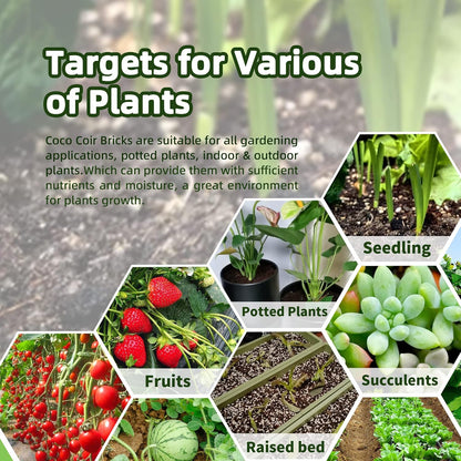 Coco Coir Brick for Plants, 4 Packs 100% Natural Organic Compressed Coconut Coir Fiber with Low EC & PH Balance, High Nutrition Coconut Soil Coco Fiber for Planting, Herbs