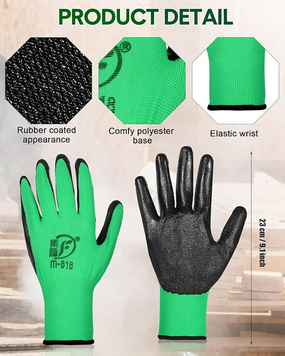 Nuogo 24 Pairs Gardening Gloves for Men Women Rubber Coated Landscaping Work Gloves Safety Work Construction