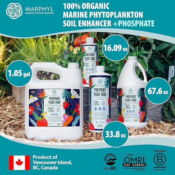 MARPHYL Organic Liquid Phosphate Soil Enhancer. Phosphorus Fertilizer for Garden, Flowers, Vegetables, Succulents, Bamboo, Hydroponics 67.6 oz