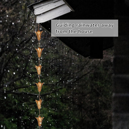 Topadorn Rain Chain Iron Gutter Chains with 12 Rain Collector Thick Iron Flower Cups Garden Decoration, 8.5 FT Rain Chain for Outdoor Ornament, Replacement for Downspout