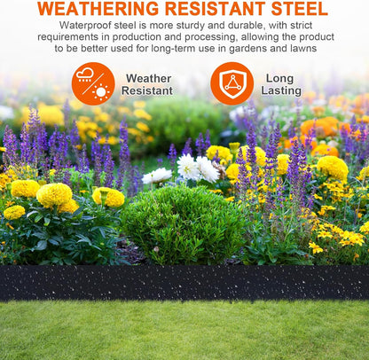 Metal Landscape Edging 42 Inch Strips, Steel Landscape Edging 6.3 Inch Depth, 6 Pack Hammer in Landscape Edging, Metal Edging for Landscaping