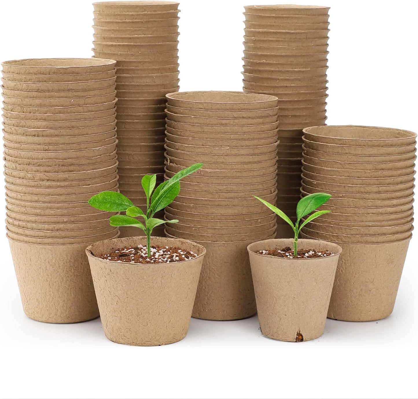 120 Packs 3.15 Inch + 4 Inch Peat Pots, Biodegradable Pots for Seedlings with Drainage Holes, Herb Seed Starter