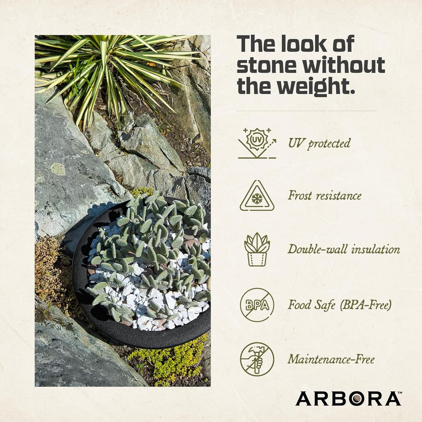 ARBORA 26" Santorini Bowl 2-Pack with Classic Black Finish - Polyresin Indoor and Outdoor Planters, Durable, Weatherproof, Lightweight, Large Plant Pots for Patio, Garden, Deck, Entryway