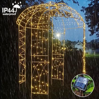 QITONG Warm White Solar Fairy Lights Outside Waterproof, 2 Pack 66ft 200 LED String Lights Outdoor, 8 Modes Silver Wire Twinkle Lights