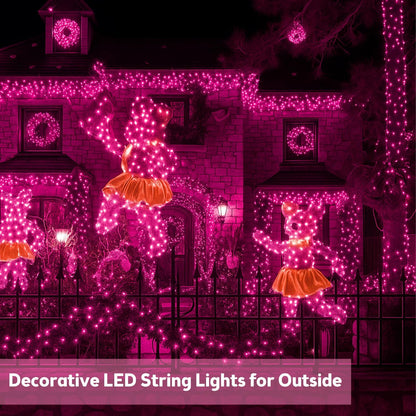 SANJICHA Pink Extra-Long Solar String Lights, 2-Pack 400 LED Solar Valentine Day Lights, Waterproof Copper Wire 8 Modes Solar Twinkle Fairy Lights for Mother's Day Tree Garden Party Wedding (Pink)