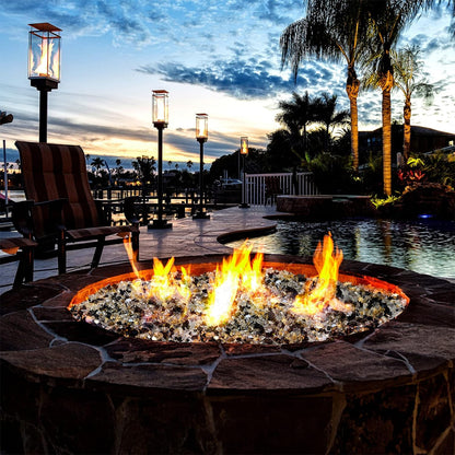 Mr. Fireglass 10 Pounds Reflective Fire Glass for Fire Pit Fireplace and Landscaping, 1/4 Inch Blended High Luster Fireglass Rocks for Outdoor and Indoor Use Gold+Onyx Black+Platinum